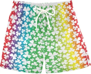 visesunny Boys Casual Board Shorts Funny Floral Boys' Swim Trunks Toddler Beach Shorts Little Kids Bathing Suit