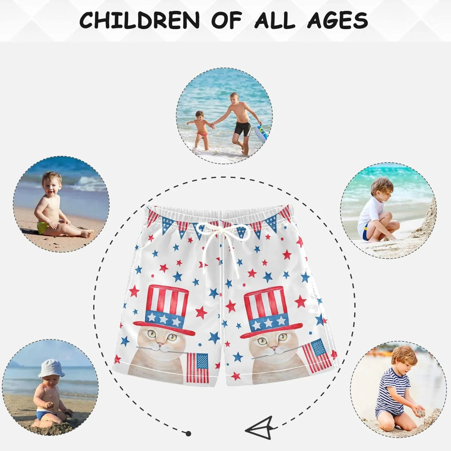 visesunny Boys Casual Board Shorts Funny Floral Boys' Swim Trunks Toddler Beach Shorts Little Kids Bathing Suit