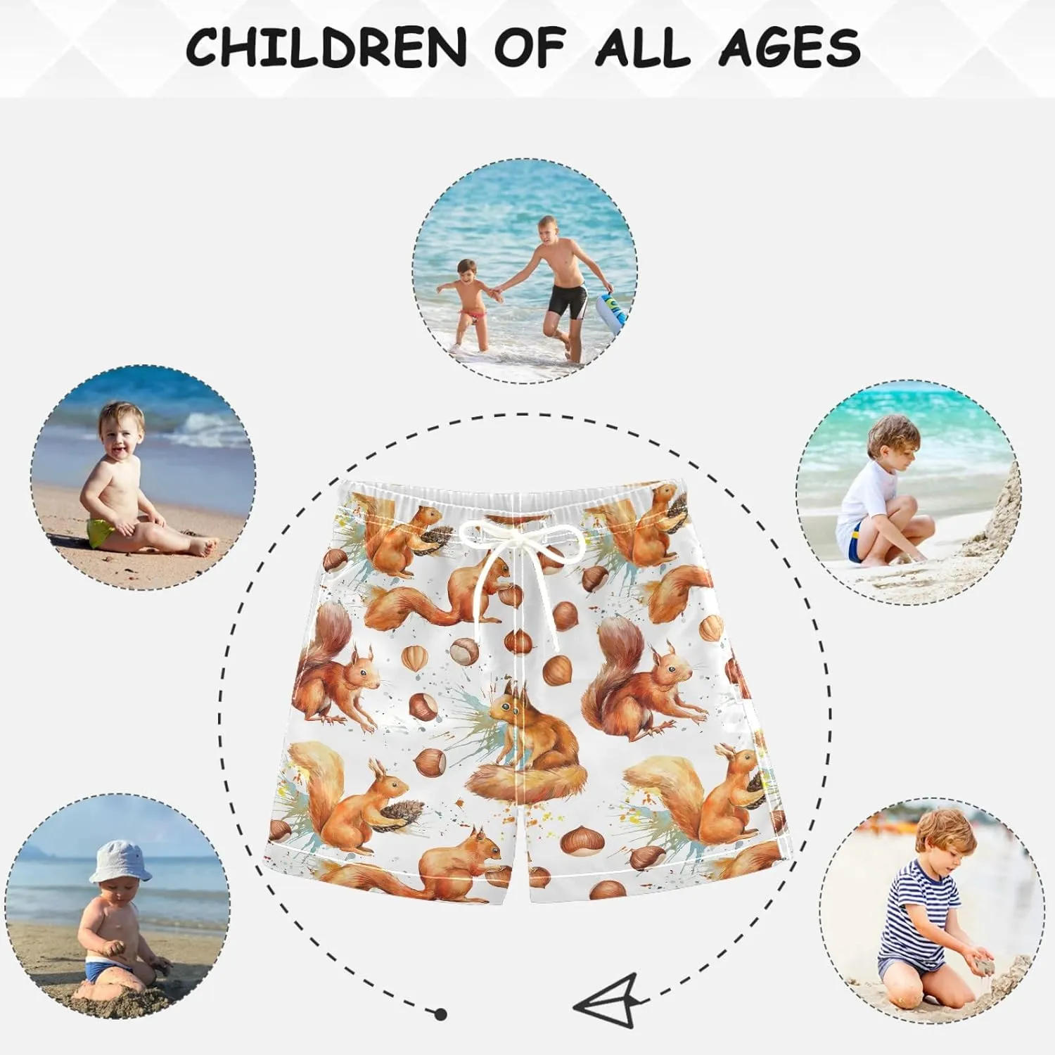 visesunny Boys Casual Board Shorts Funny Floral Boys' Swim Trunks Toddler Beach Shorts Little Kids Bathing Suit