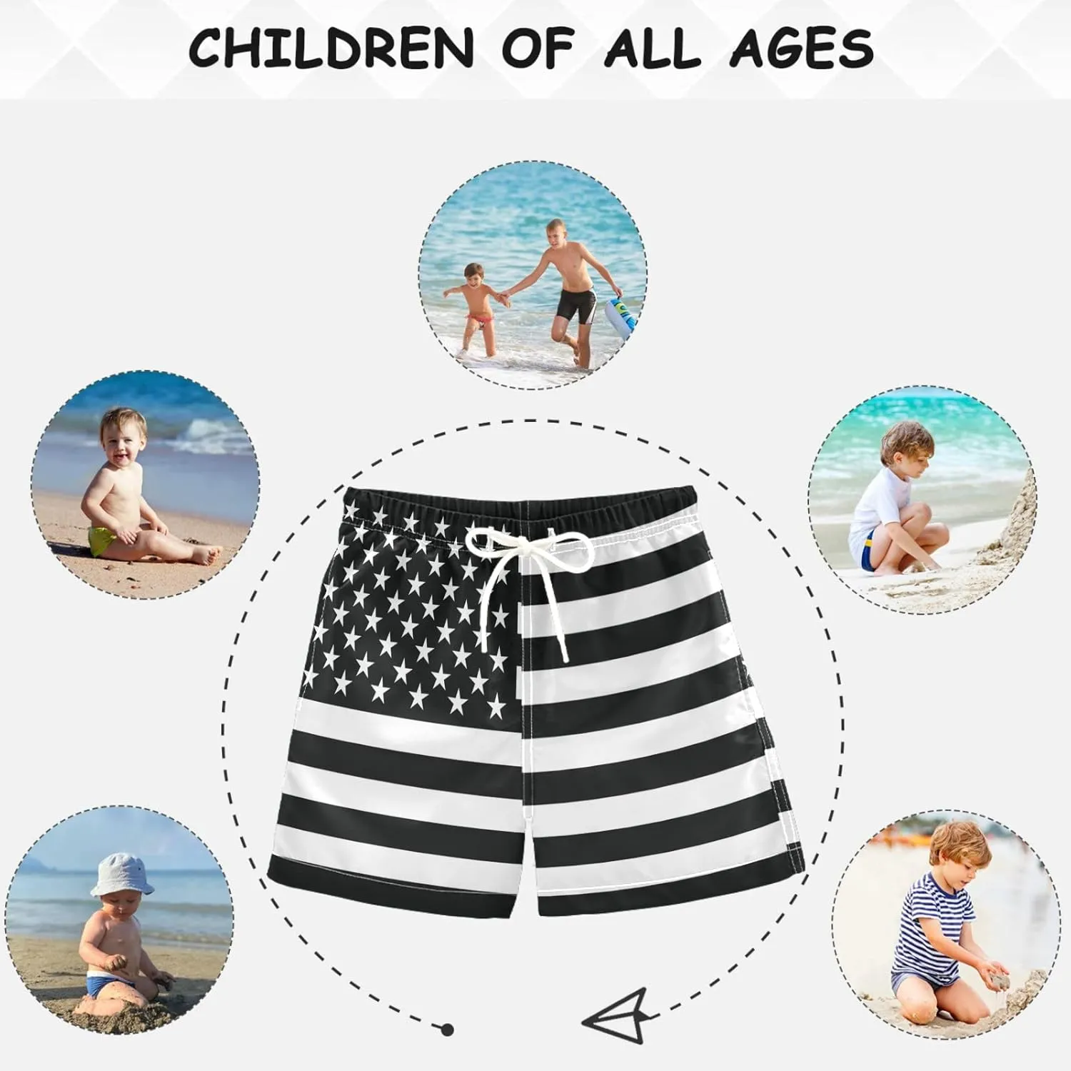 visesunny Boys Casual Board Shorts Funny Floral Boys' Swim Trunks Toddler Beach Shorts Little Kids Bathing Suit