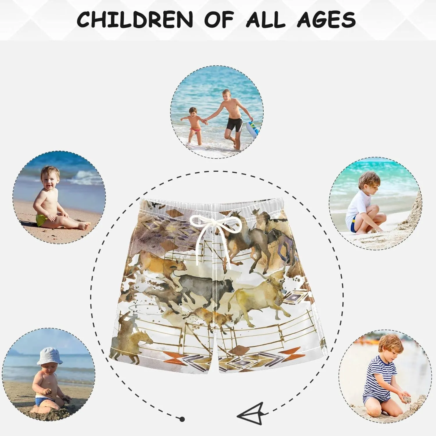 visesunny Boys Casual Board Shorts Funny Floral Boys' Swim Trunks Toddler Beach Shorts Little Kids Bathing Suit