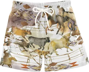 visesunny Boys Casual Board Shorts Funny Floral Boys' Swim Trunks Toddler Beach Shorts Little Kids Bathing Suit