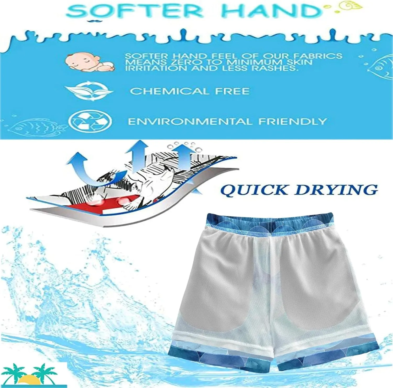 visesunny Boys Surfing Board Shorts Quick Dry Boys Swim Shorts Toddlers Swim Trunks Size from 2T to 14/16