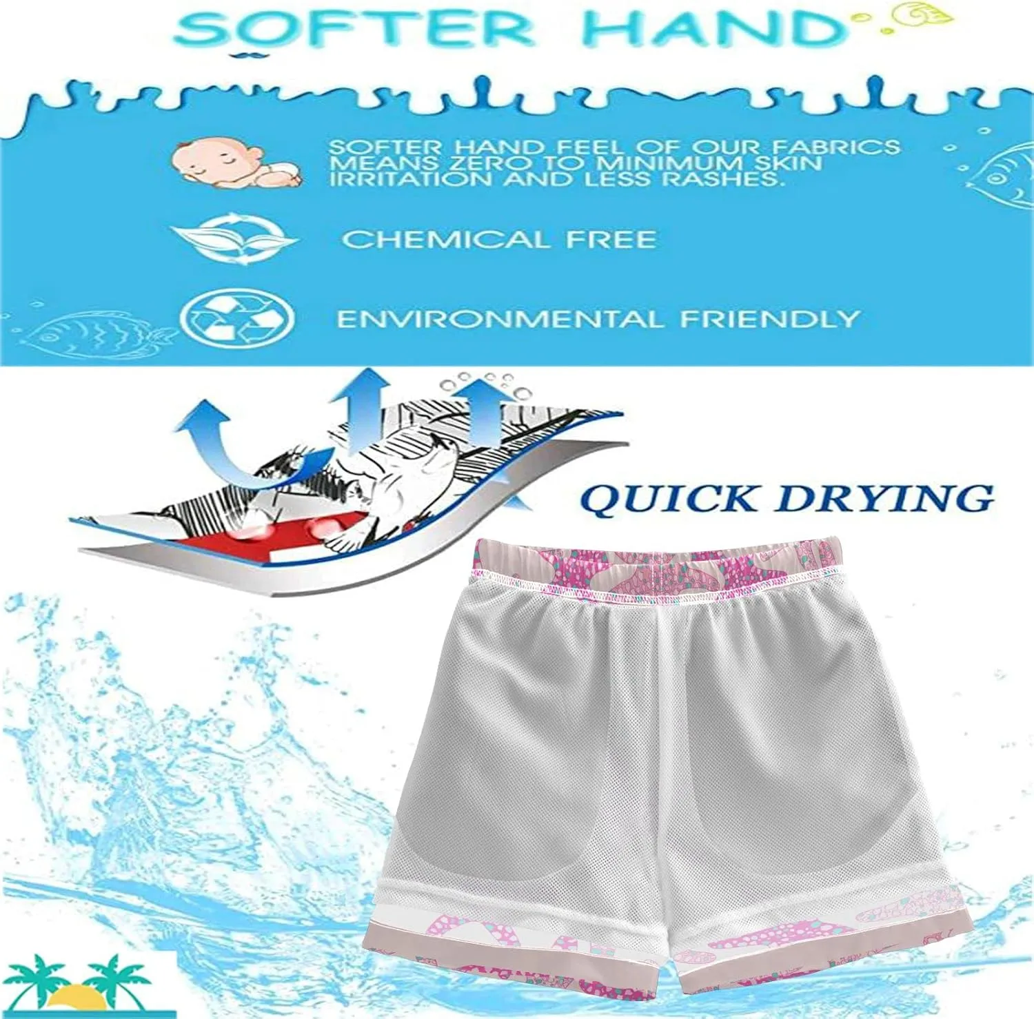 visesunny Boys Surfing Board Shorts Quick Dry Boys Swim Shorts Toddlers Swim Trunks Size from 2T to 14/16