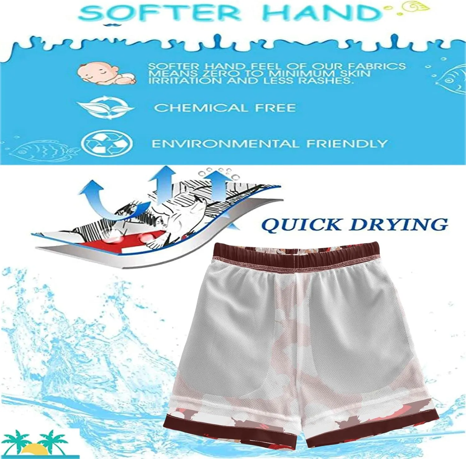 visesunny Boys Surfing Board Shorts Quick Dry Boys Swim Shorts Toddlers Swim Trunks Size from 2T to 14/16