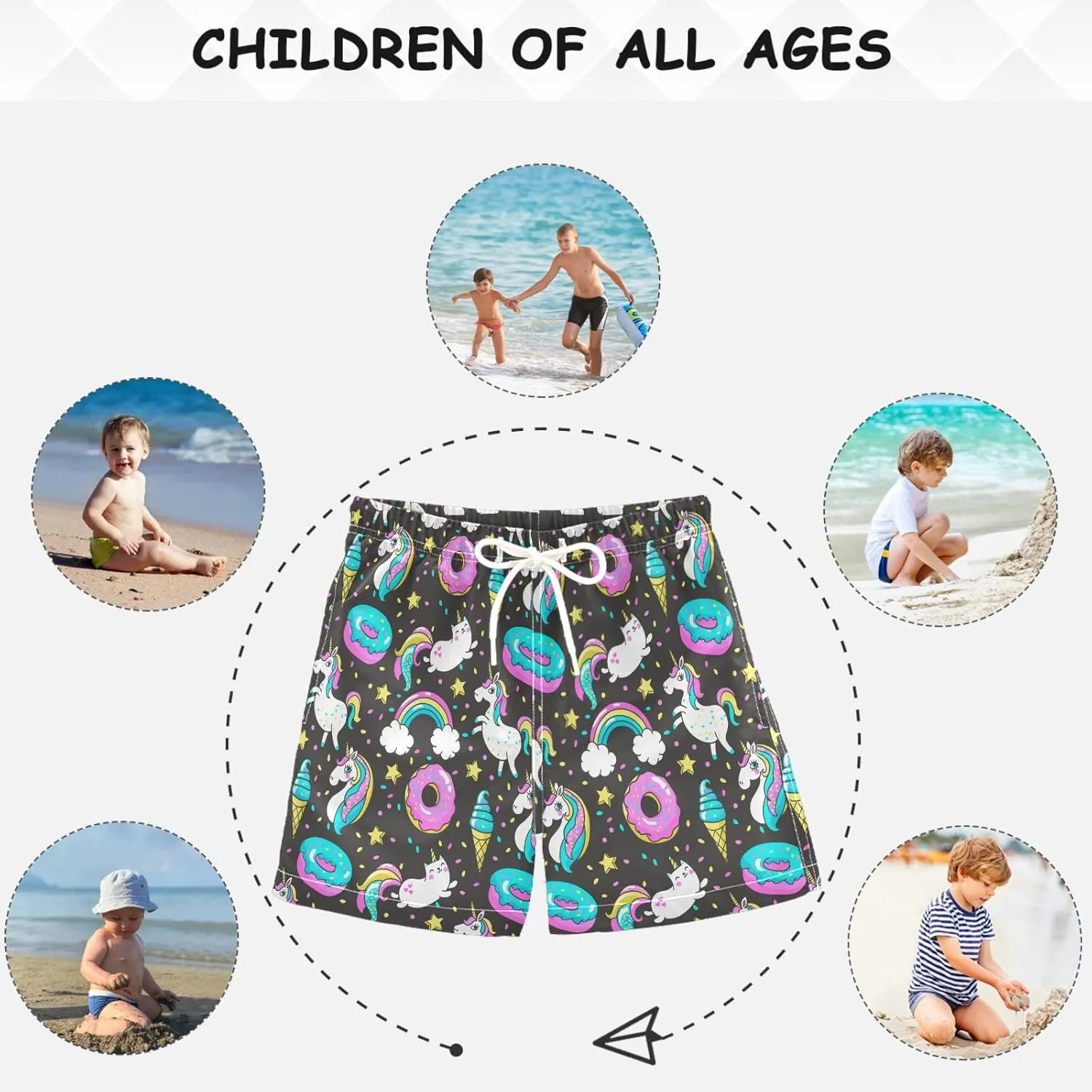 visesunny Boys Surfing Board Shorts Quick Dry Boys Swim Shorts Toddlers Swim Trunks Size from 2T to 14/16