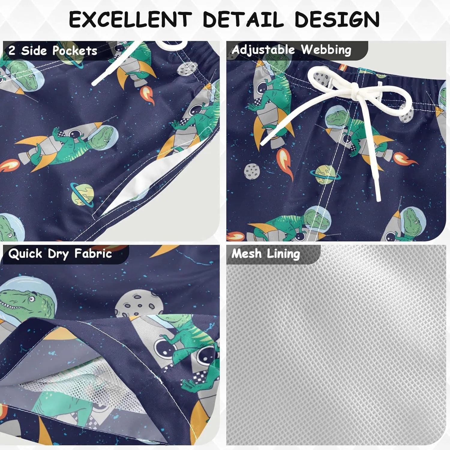 visesunny Boys Surfing Board Shorts Quick Dry Boys Swim Shorts Toddlers Swim Trunks Size from 2T to 14/16