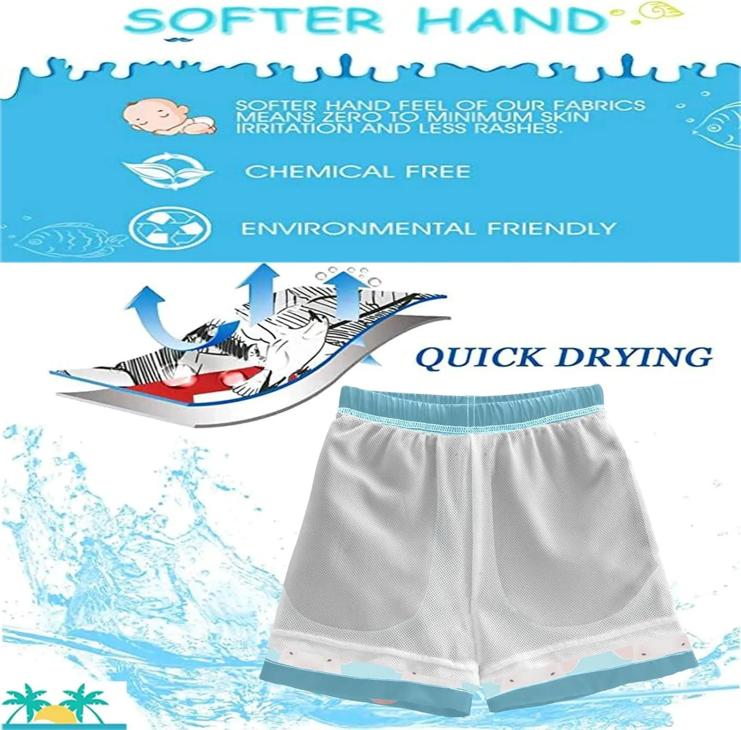 visesunny Boys Surfing Board Shorts Quick Dry Boys Swim Shorts Toddlers Swim Trunks Size from 2T to 14/16