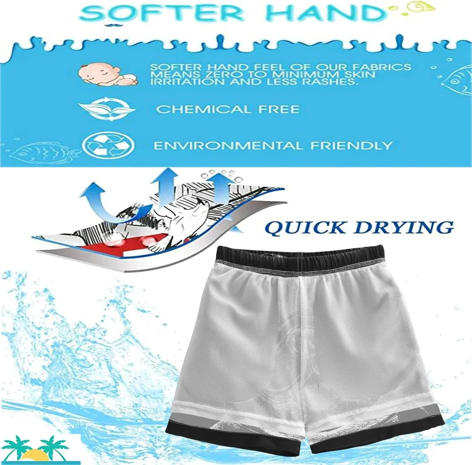 visesunny Boys Surfing Board Shorts Quick Dry Boys Swim Shorts Toddlers Swim Trunks Size from 2T to 14/16