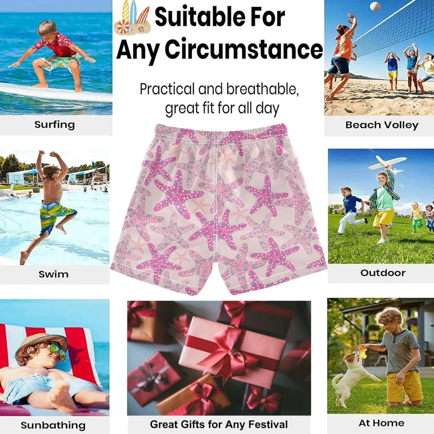 visesunny Boys Surfing Board Shorts Quick Dry Boys Swim Shorts Toddlers Swim Trunks Size from 2T to 14/16