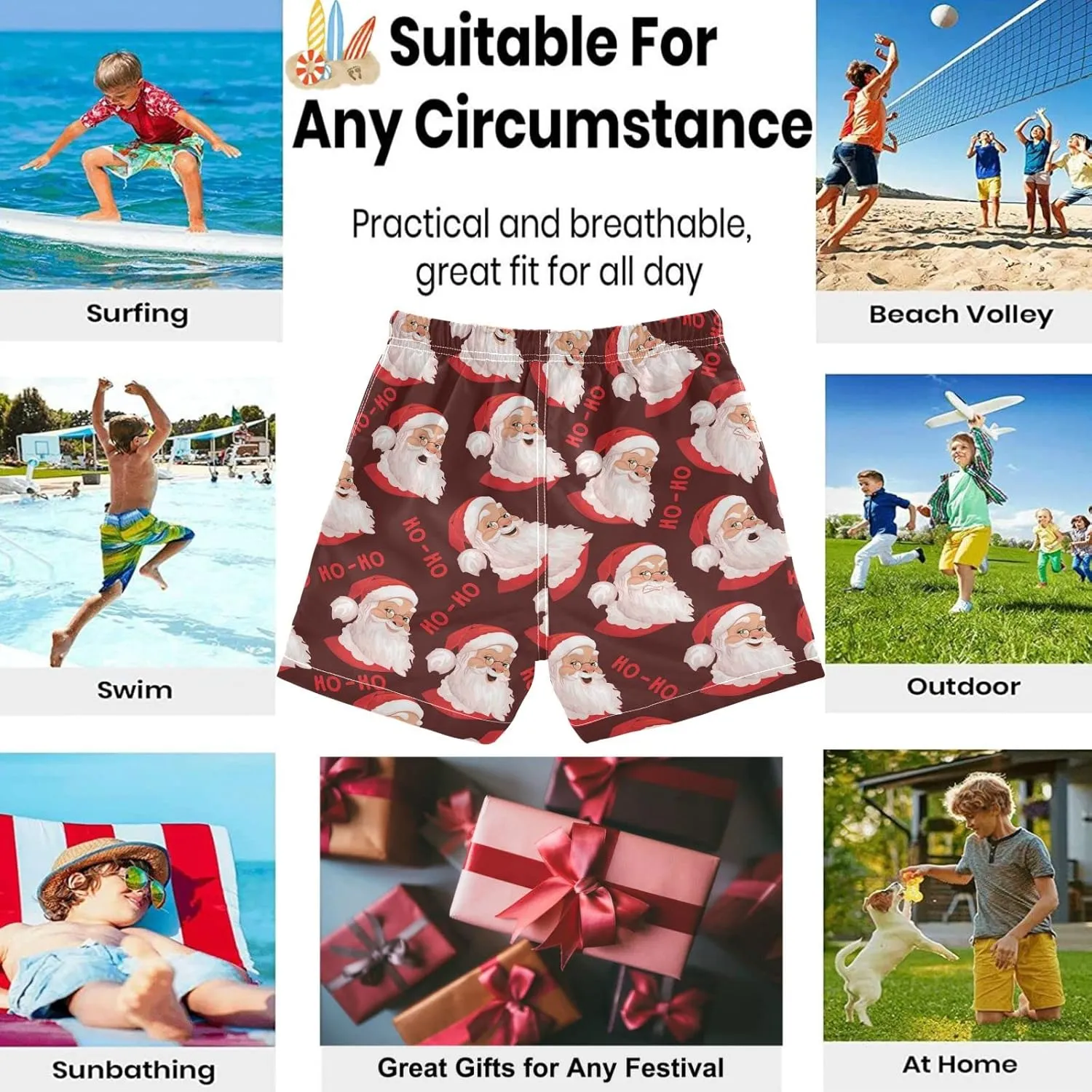 visesunny Boys Surfing Board Shorts Quick Dry Boys Swim Shorts Toddlers Swim Trunks Size from 2T to 14/16