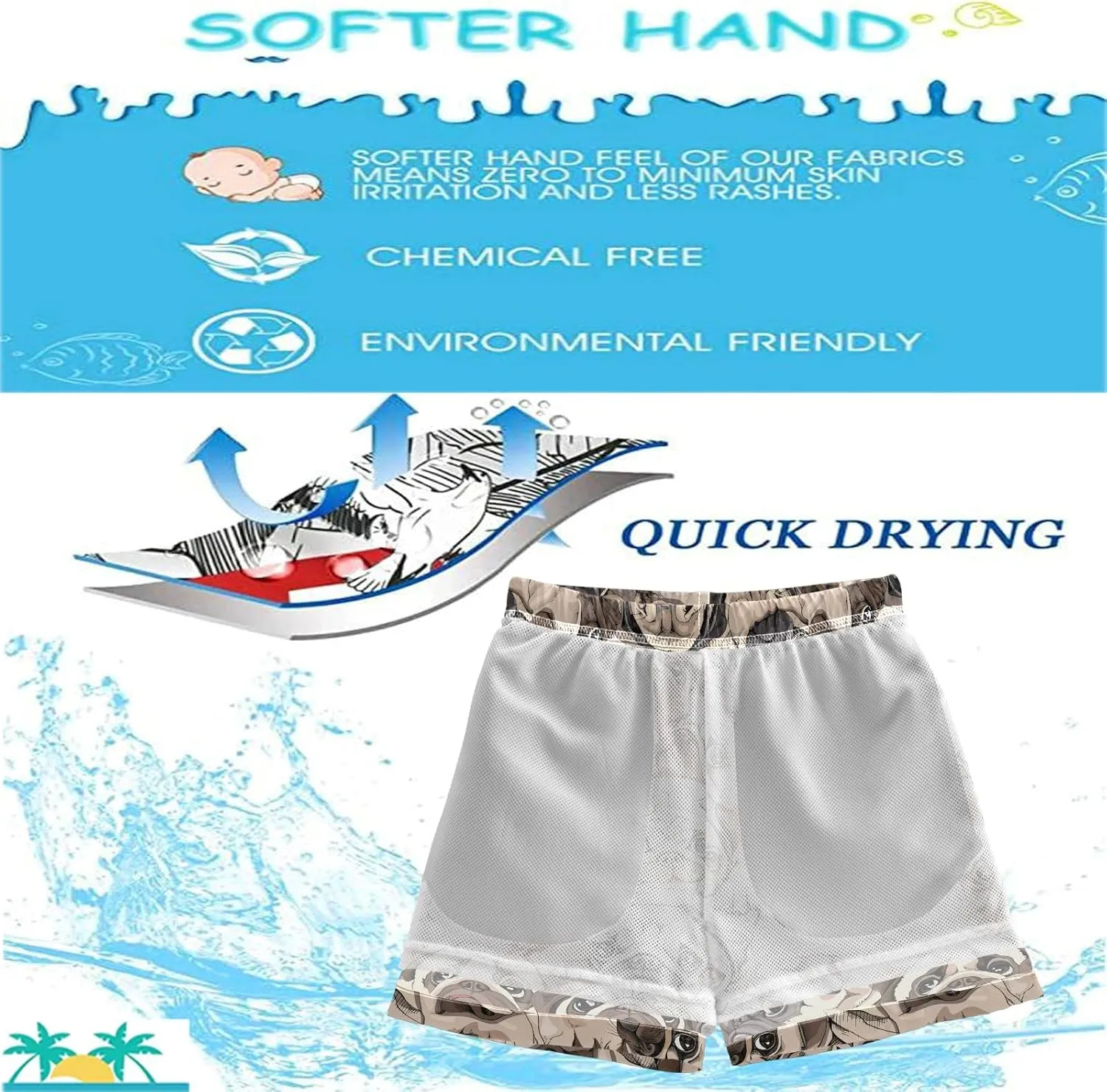 visesunny Boys Surfing Board Shorts Quick Dry Boys Swim Shorts Toddlers Swim Trunks Size from 2T to 14/16