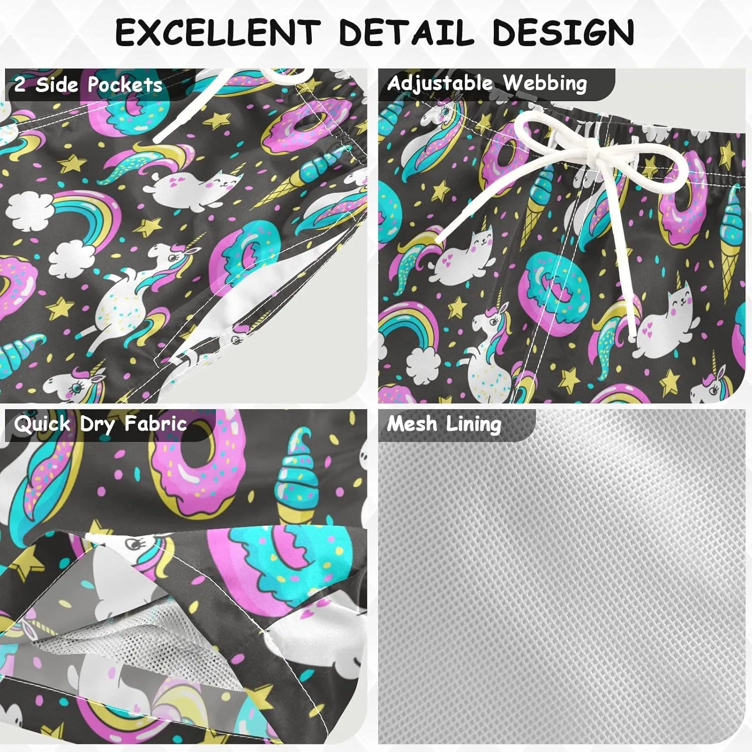 visesunny Boys Surfing Board Shorts Quick Dry Boys Swim Shorts Toddlers Swim Trunks Size from 2T to 14/16