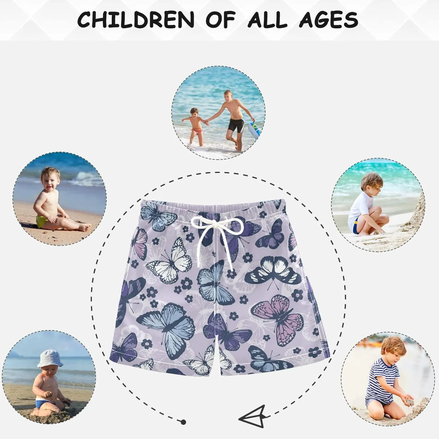 visesunny Boys Surfing Board Shorts Quick Dry Boys Swim Shorts Toddlers Swim Trunks Size from 2T to 14/16