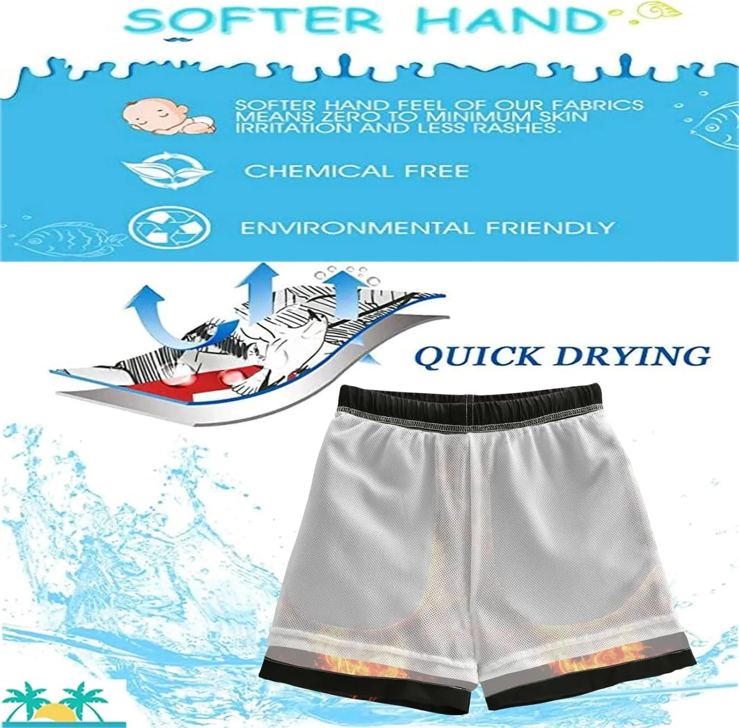 visesunny Boys Surfing Board Shorts Quick Dry Boys Swim Shorts Toddlers Swim Trunks Size from 2T to 14/16
