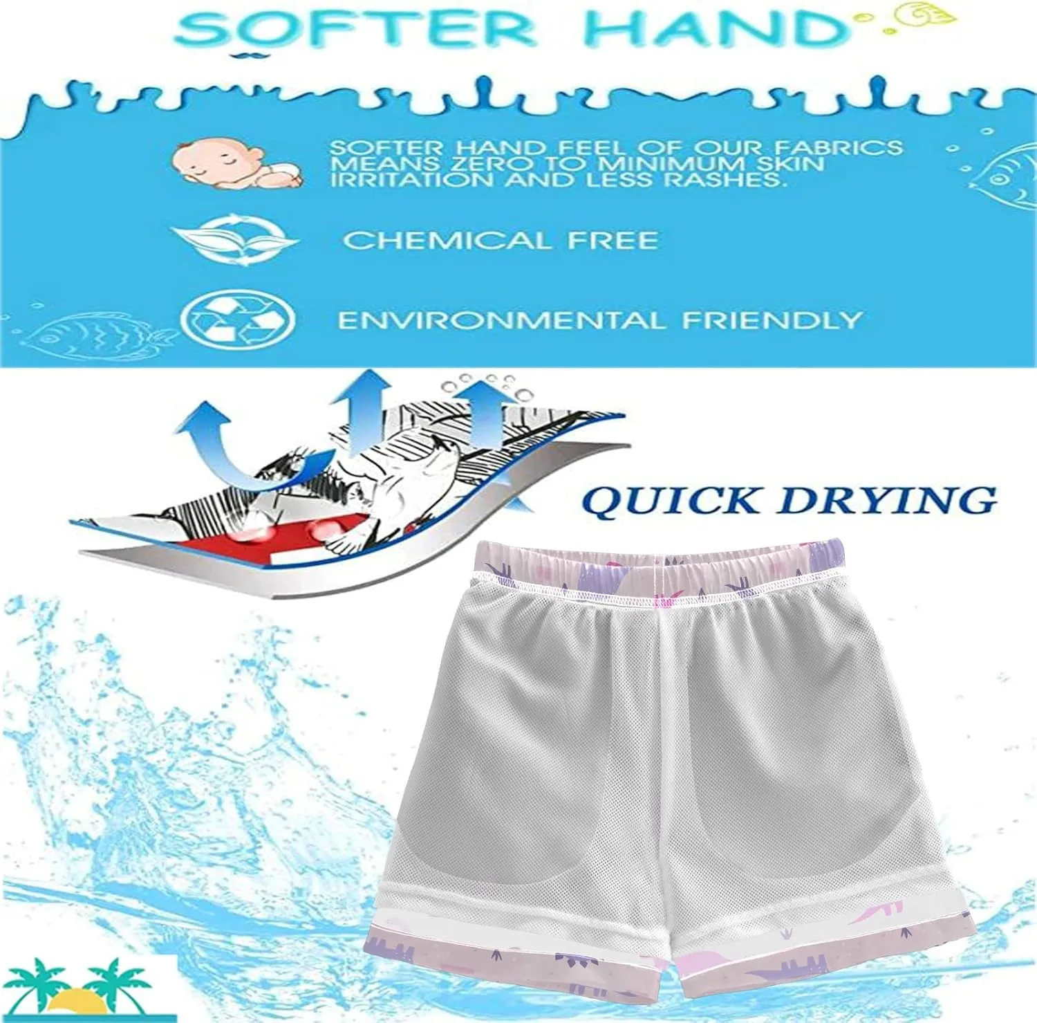 visesunny Boys Surfing Board Shorts Quick Dry Boys Swim Shorts Toddlers Swim Trunks Size from 2T to 14/16