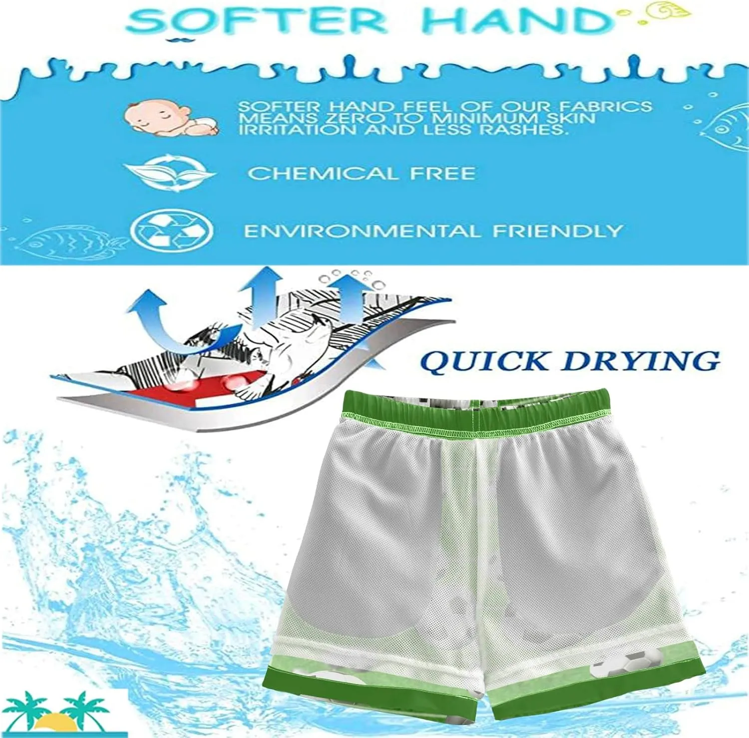 visesunny Boys Surfing Board Shorts Quick Dry Boys Swim Shorts Toddlers Swim Trunks Size from 2T to 14/16