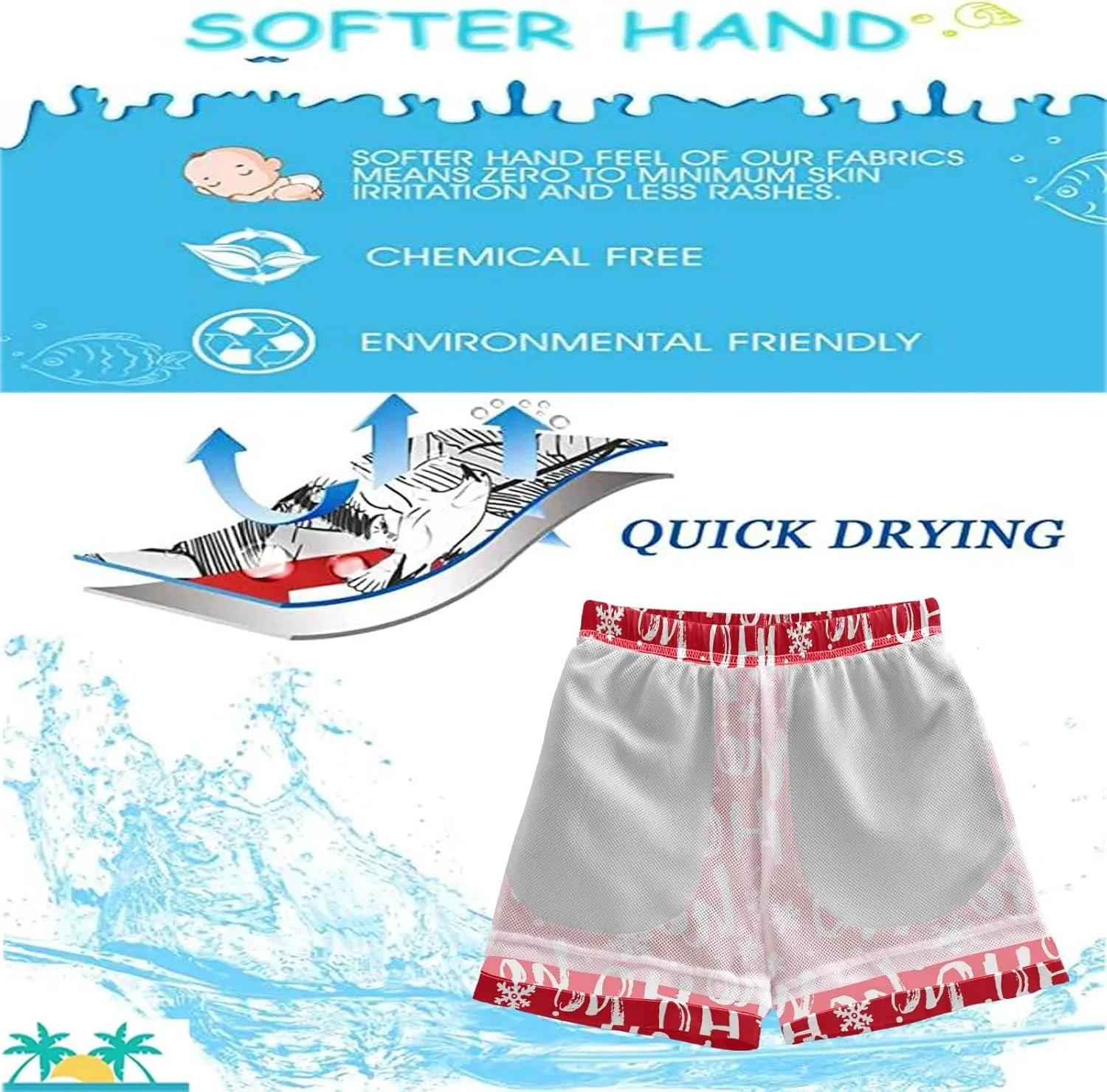 visesunny Boys Surfing Board Shorts Quick Dry Boys Swim Shorts Toddlers Swim Trunks Size from 2T to 14/16