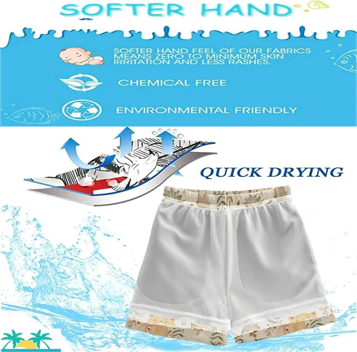 visesunny Boys Surfing Board Shorts Quick Dry Boys Swim Shorts Toddlers Swim Trunks Size from 2T to 14/16