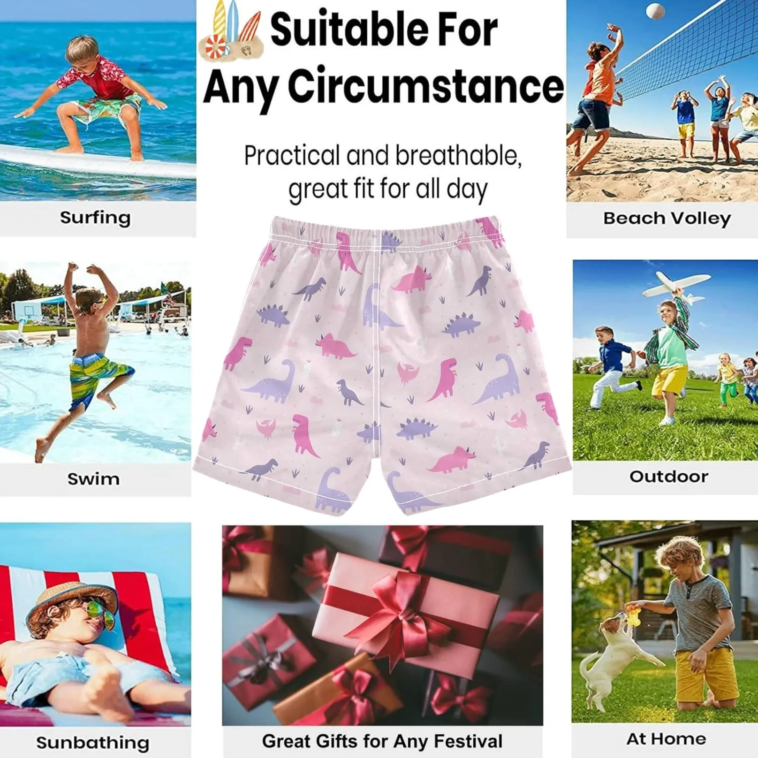 visesunny Boys Surfing Board Shorts Quick Dry Boys Swim Shorts Toddlers Swim Trunks Size from 2T to 14/16