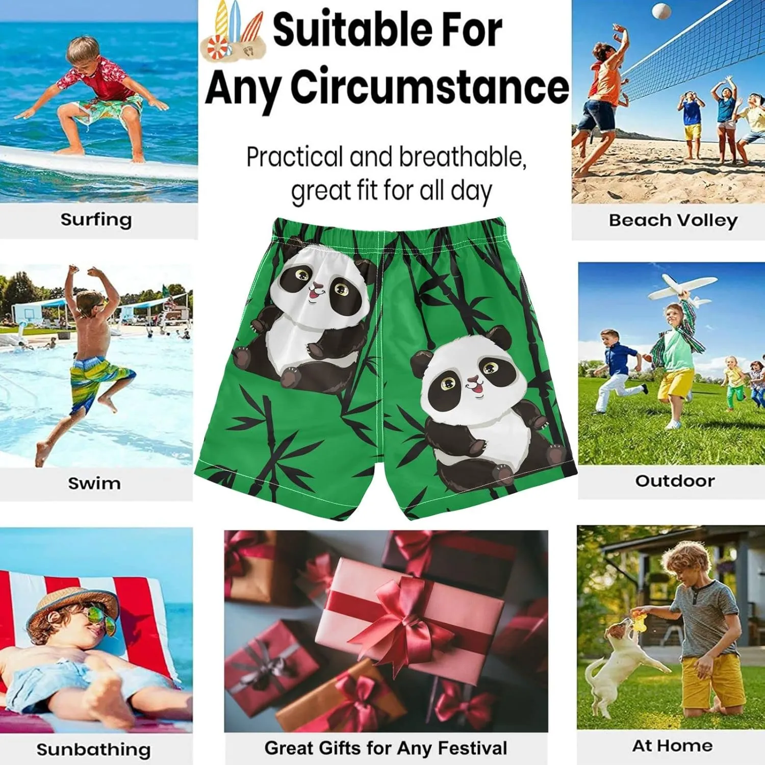 visesunny Boys Surfing Board Shorts Quick Dry Boys Swim Shorts Toddlers Swim Trunks Size from 2T to 14/16