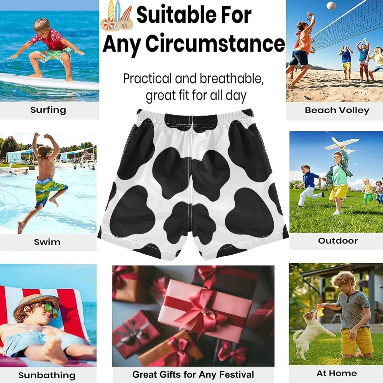 visesunny Boys Surfing Board Shorts Quick Dry Boys Swim Shorts Toddlers Swim Trunks Size from 2T to 14/16