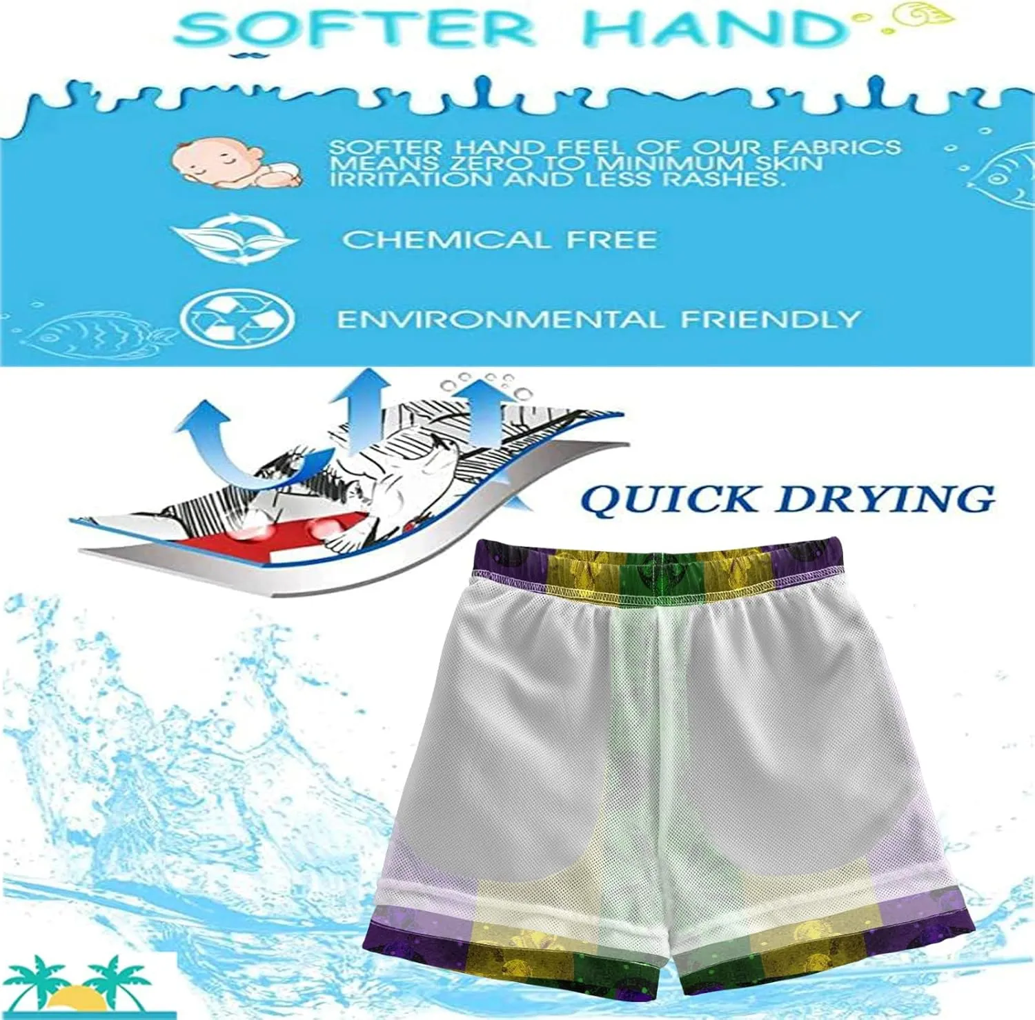 visesunny Boys Surfing Board Shorts Quick Dry Boys Swim Shorts Toddlers Swim Trunks Size from 2T to 14/16