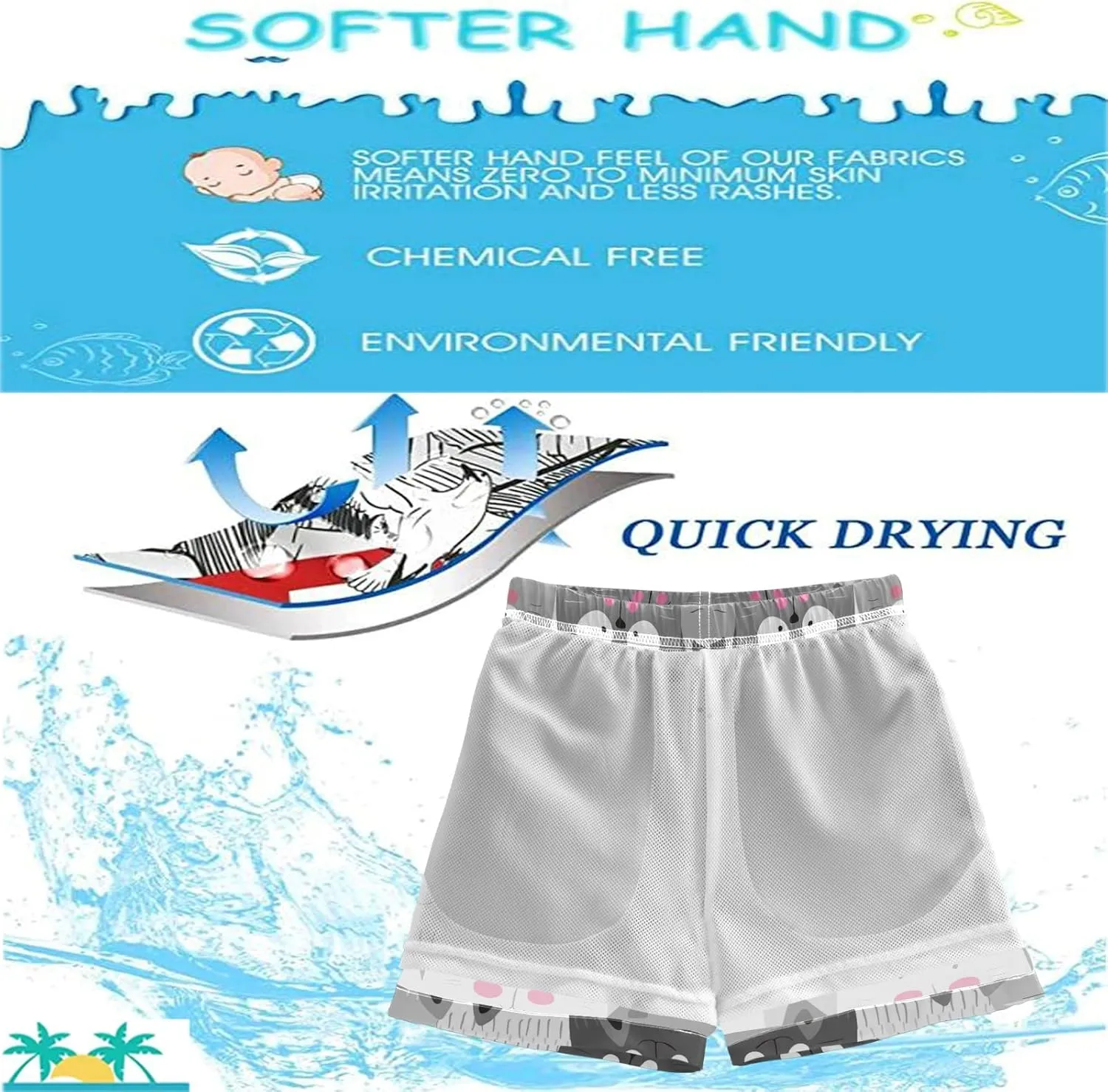 visesunny Boys Surfing Board Shorts Quick Dry Boys Swim Shorts Toddlers Swim Trunks Size from 2T to 14/16