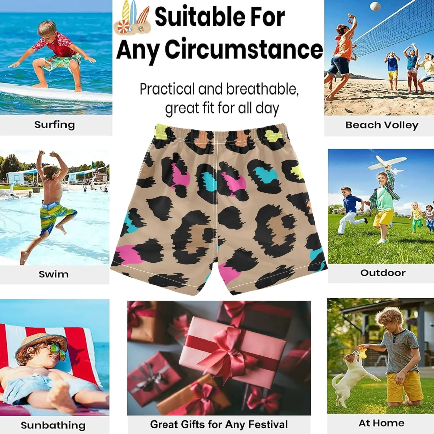 visesunny Boys Surfing Board Shorts Quick Dry Boys Swim Shorts Toddlers Swim Trunks Size from 2T to 14/16
