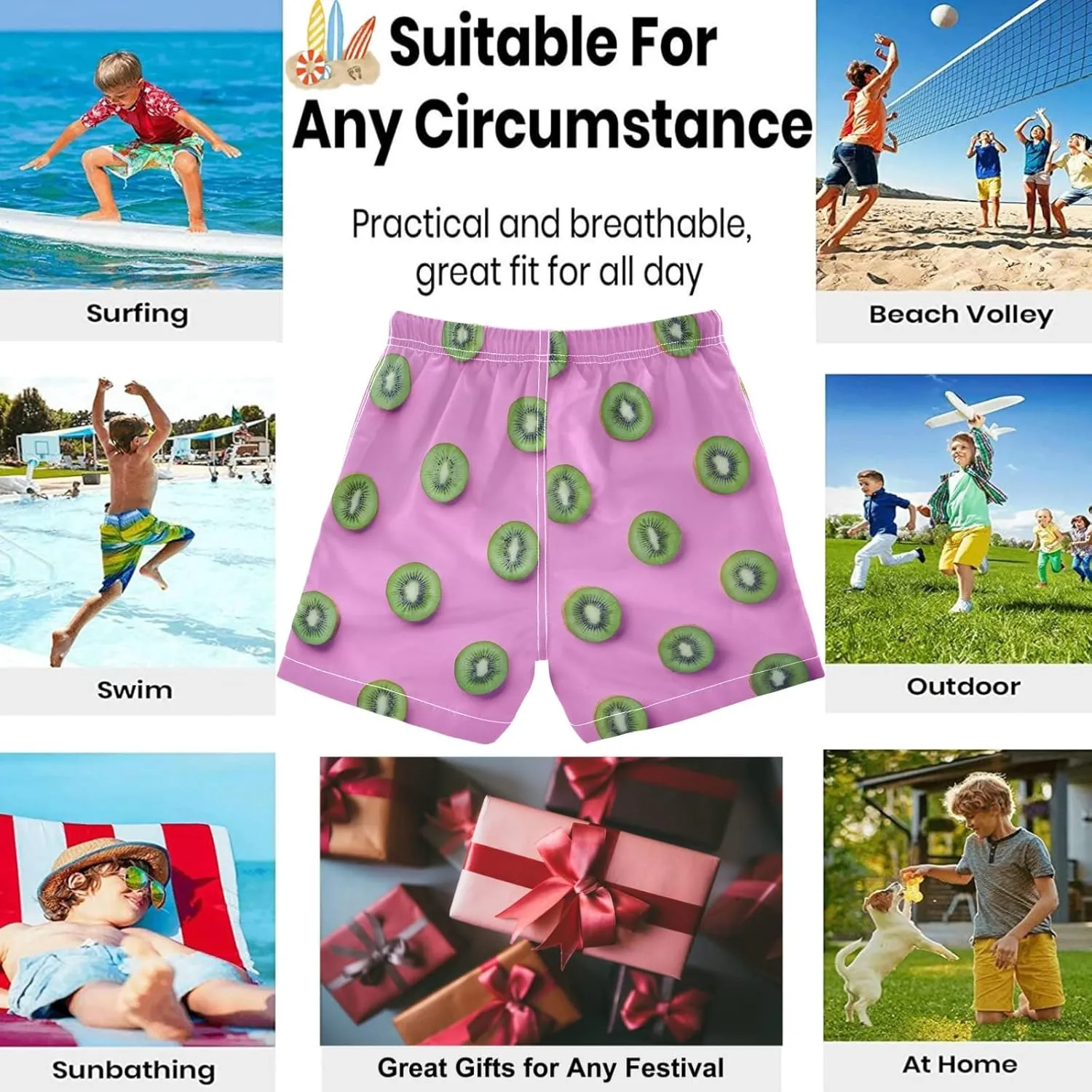 visesunny Boys Surfing Board Shorts Quick Dry Boys Swim Shorts Toddlers Swim Trunks Size from 2T to 14/16
