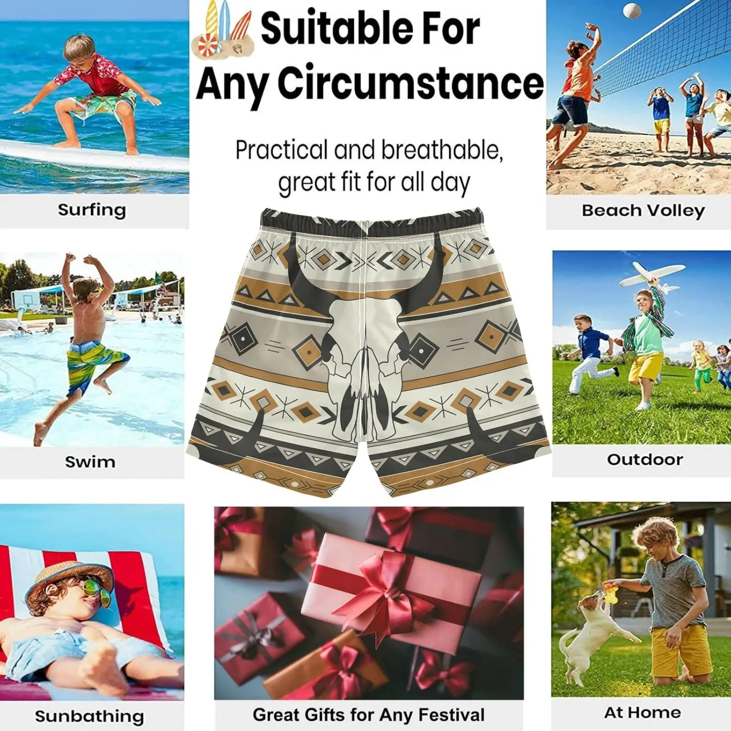 visesunny Boys Surfing Board Shorts Quick Dry Boys Swim Shorts Toddlers Swim Trunks Size from 2T to 14/16