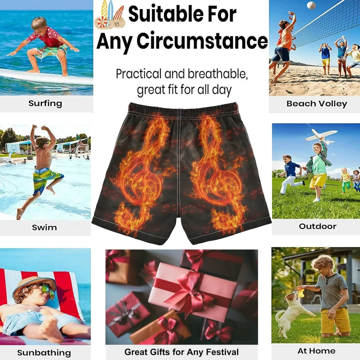 visesunny Boys Surfing Board Shorts Quick Dry Boys Swim Shorts Toddlers Swim Trunks Size from 2T to 14/16