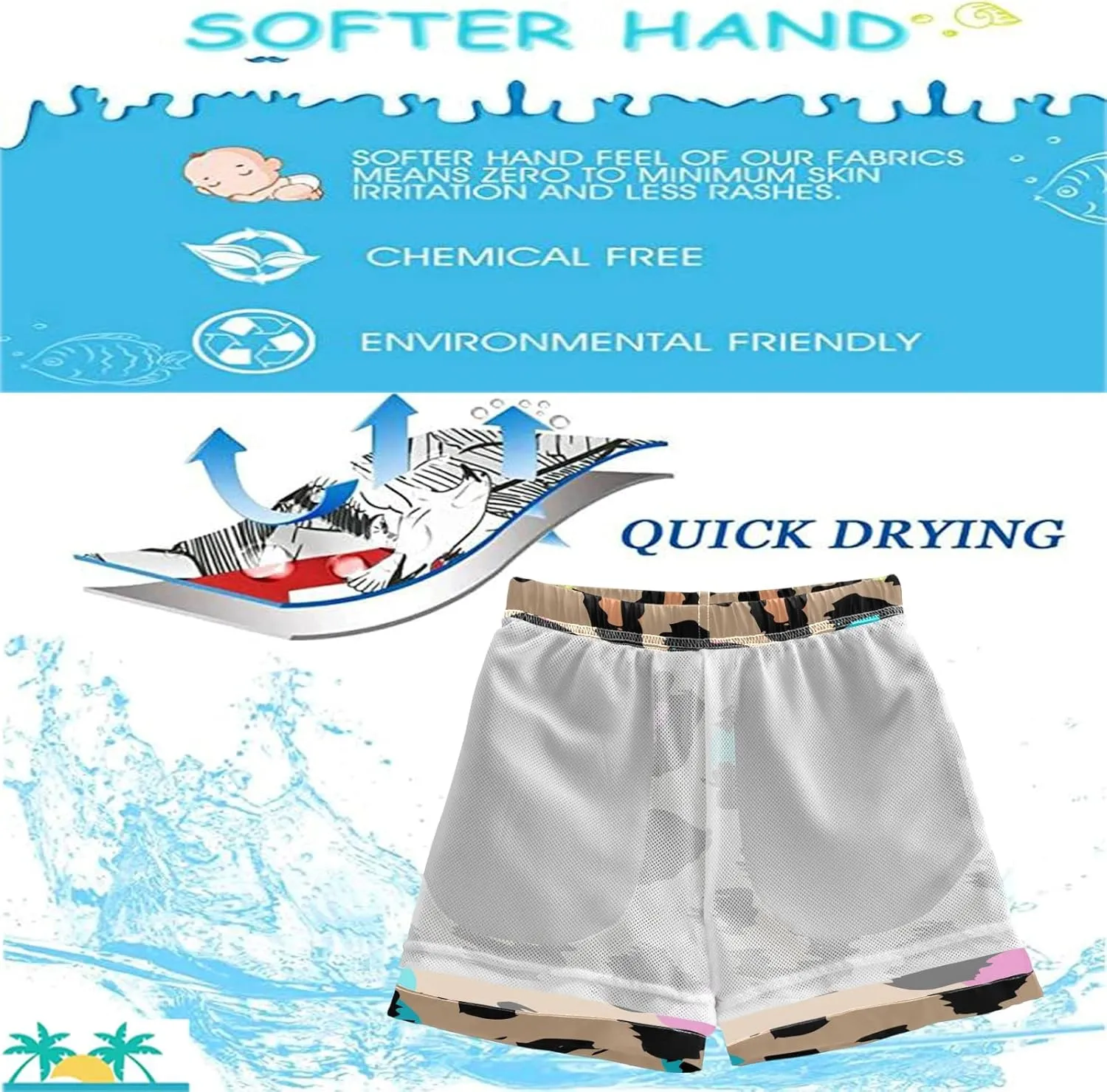 visesunny Boys Surfing Board Shorts Quick Dry Boys Swim Shorts Toddlers Swim Trunks Size from 2T to 14/16