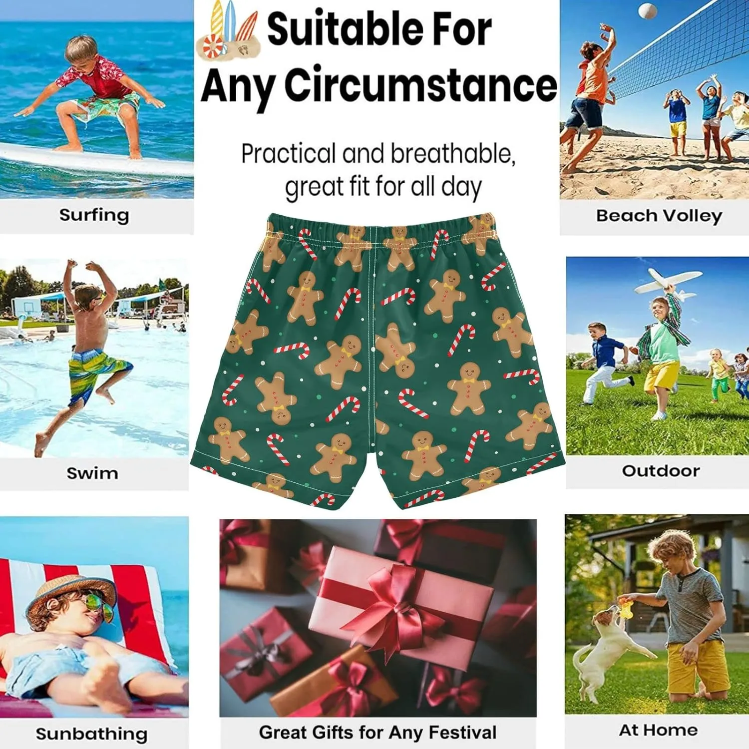 visesunny Boys Surfing Board Shorts Quick Dry Boys Swim Shorts Toddlers Swim Trunks Size from 2T to 14/16