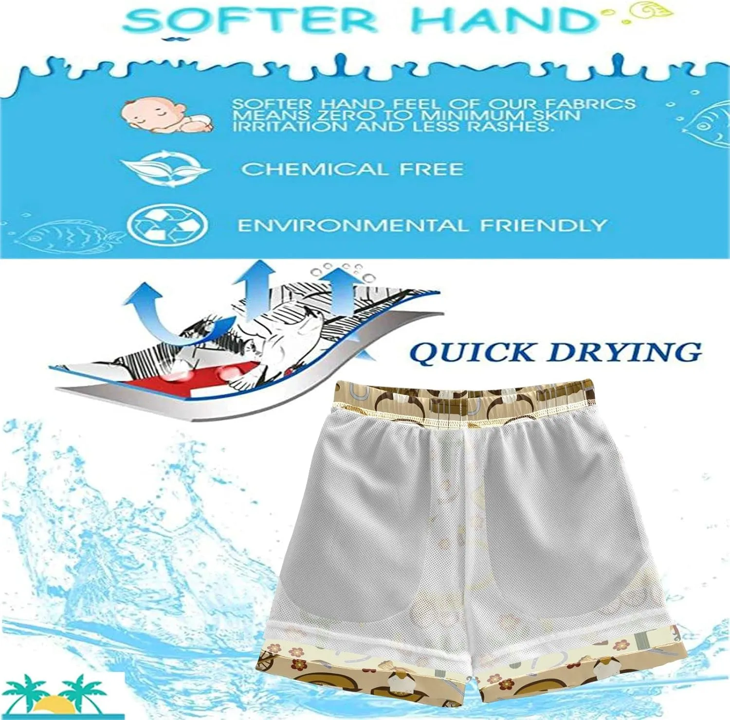 visesunny Boys Surfing Board Shorts Quick Dry Boys Swim Shorts Toddlers Swimming Trunks Bathing Suit Size from 2T to 14/16