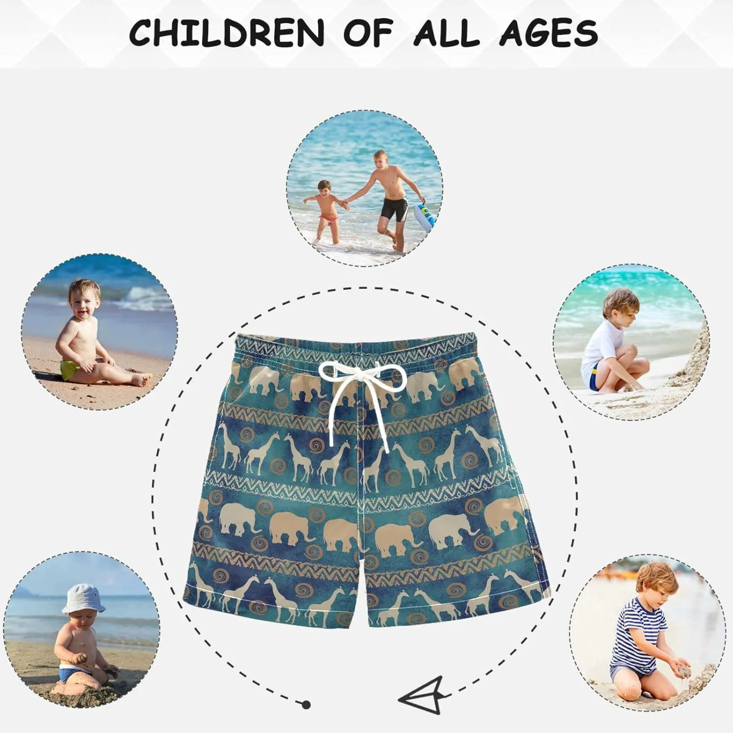 visesunny Boys Surfing Board Shorts Quick Dry Boys Swim Shorts Toddlers Swimming Trunks Bathing Suit Size from 2T to 14/16