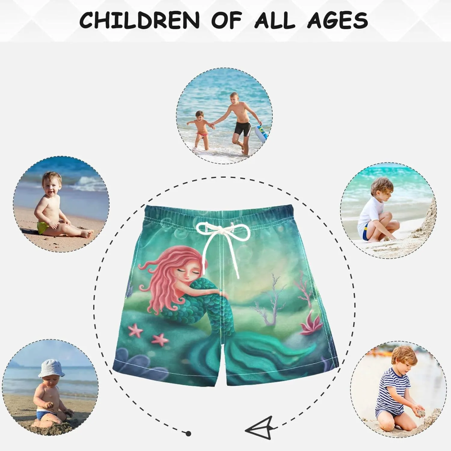 visesunny Boys Surfing Board Shorts Quick Dry Boys Swim Shorts Toddlers Swimming Trunks Bathing Suit Size from 2T to 14/16