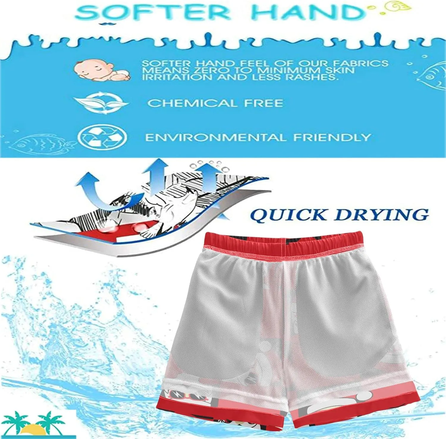 visesunny Boys Swim Trunks Board Shorts Little Boys Bathing Suit Swimsuit Boy Swimwear Toddler to Big Kid Sizes (2T - 14-16)