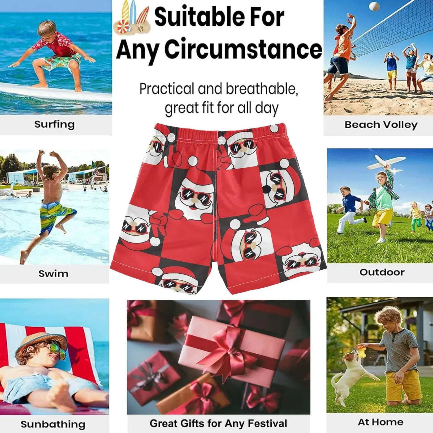 visesunny Boys Swim Trunks Board Shorts Little Boys Bathing Suit Swimsuit Boy Swimwear Toddler to Big Kid Sizes (2T - 14-16)