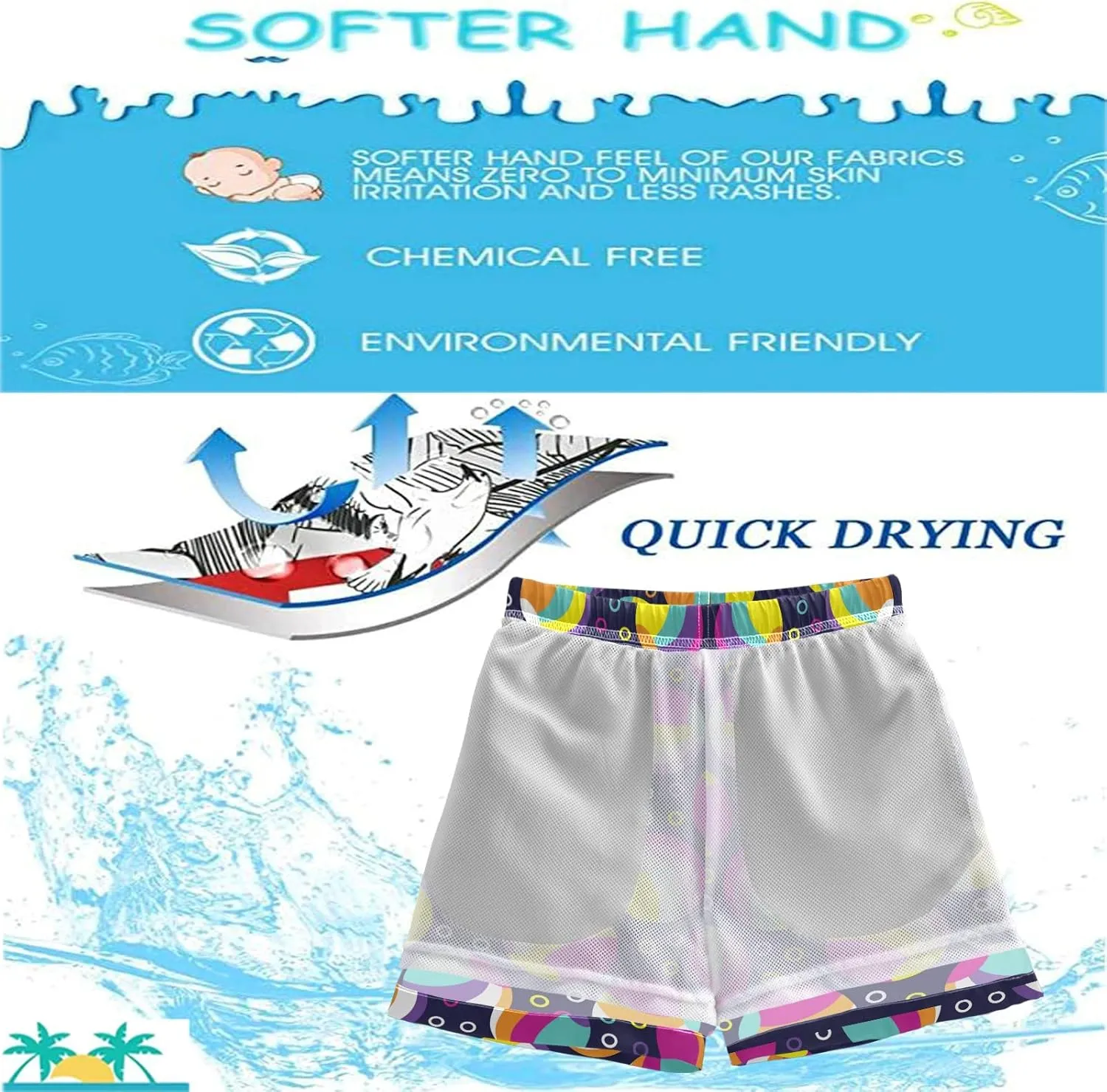 visesunny Boys Toddler Swim Trunks Boy Bathing Suit Beachwear Sports Baby Kids Board Shorts for All Season