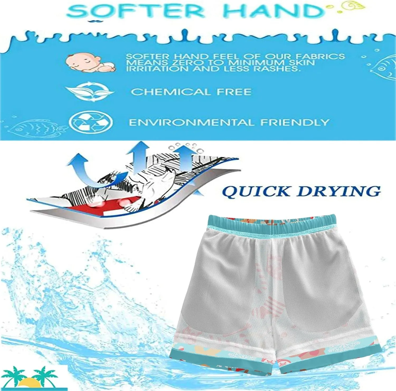 visesunny Boys Toddler Swim Trunks Boy Bathing Suit Beachwear Sports Baby Kids Board Shorts for All Season