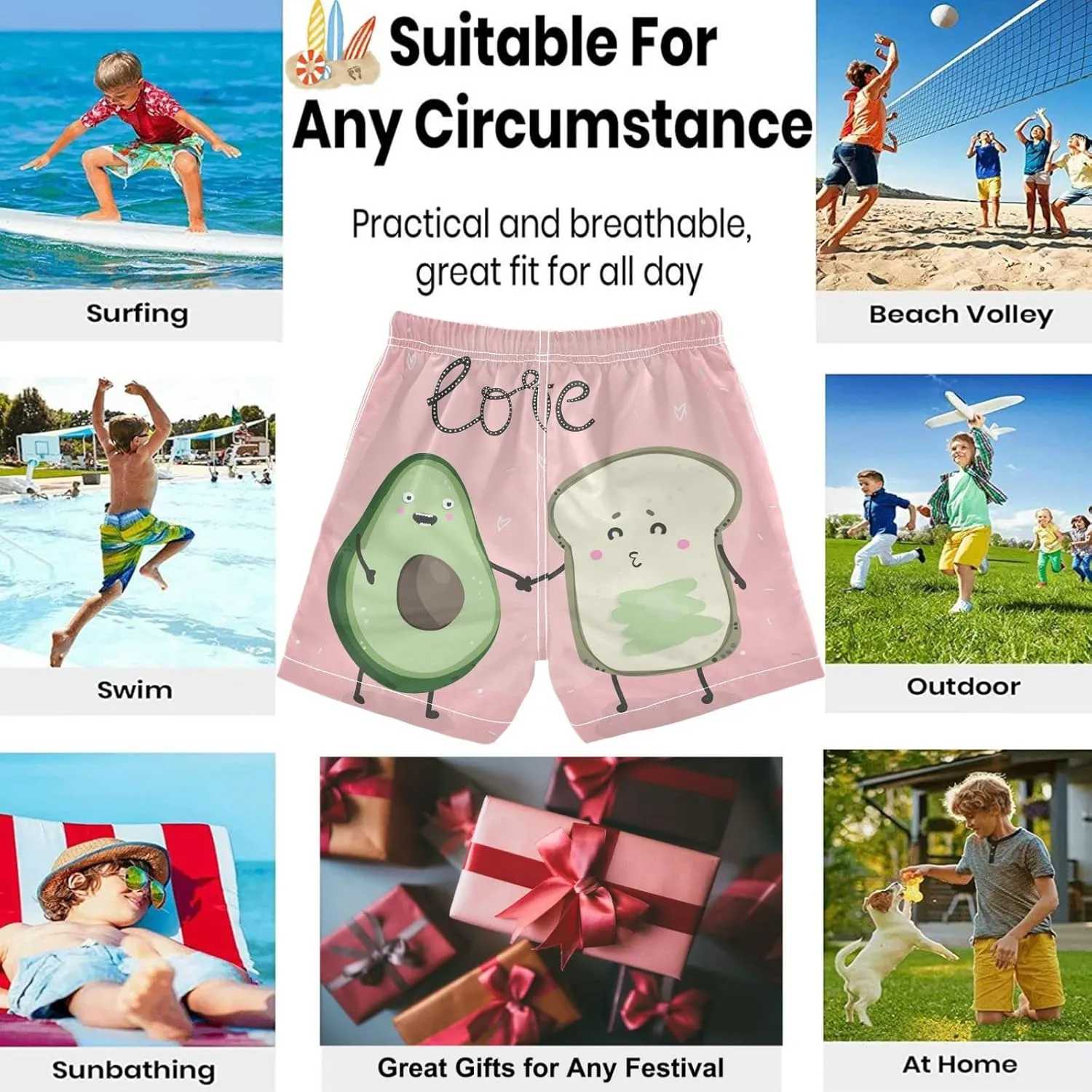 visesunny Boys Toddler Swim Trunks Boy Bathing Suit Beachwear Sports Baby Kids Board Shorts for All Season