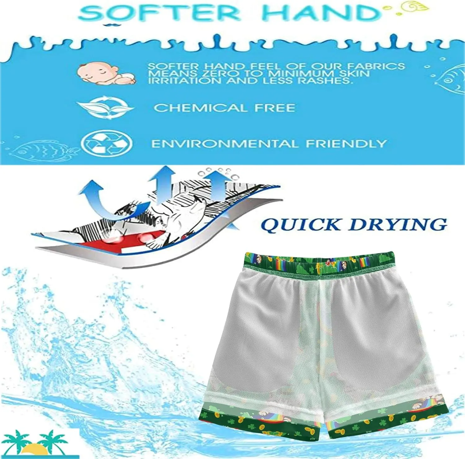 visesunny Boys Toddler Swim Trunks Boy Bathing Suit Beachwear Sports Baby Kids Board Shorts for All Season