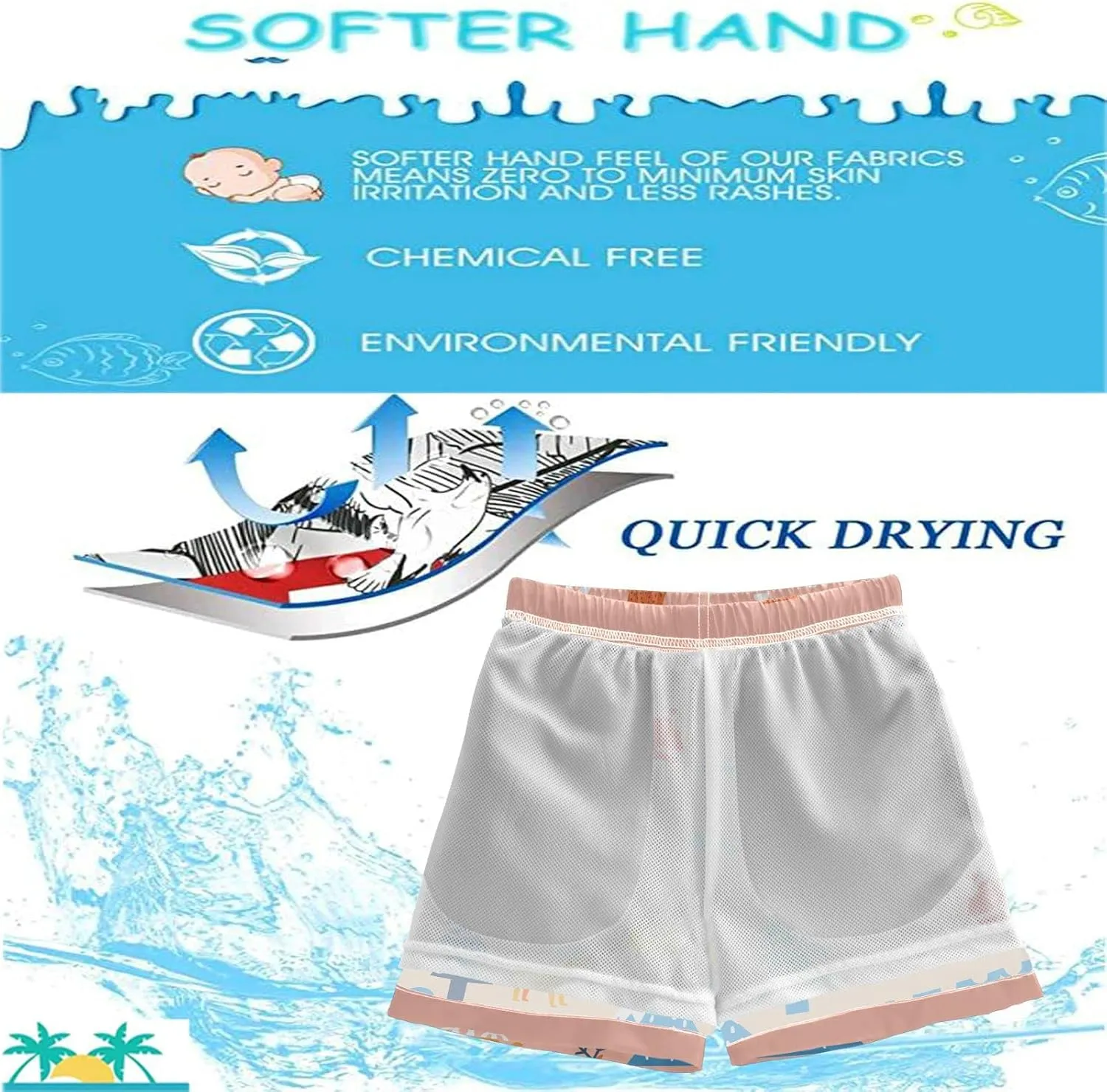 visesunny Cool Little Boys Quick Dry Beach Board Shorts Swim Trunk Swimsuit Beach Shorts Swim Trunk for Infant Baby Boy Teens