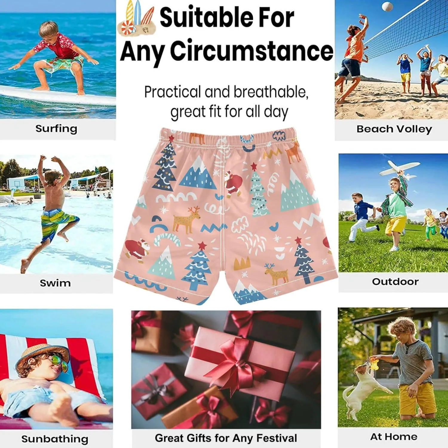 visesunny Cool Little Boys Quick Dry Beach Board Shorts Swim Trunk Swimsuit Beach Shorts Swim Trunk for Infant Baby Boy Teens
