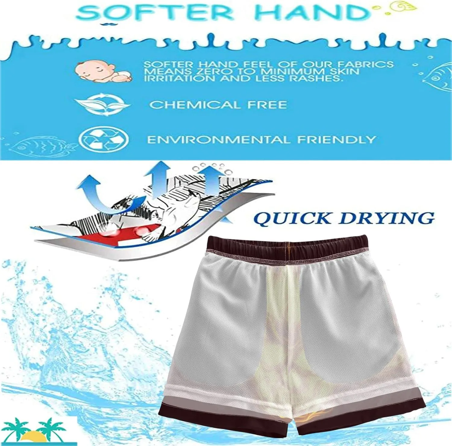 visesunny Cool Little Boys Quick Dry Beach Board Shorts Swim Trunk Swimsuit Beach Shorts Swim Trunk for Infant Baby Boy Teens