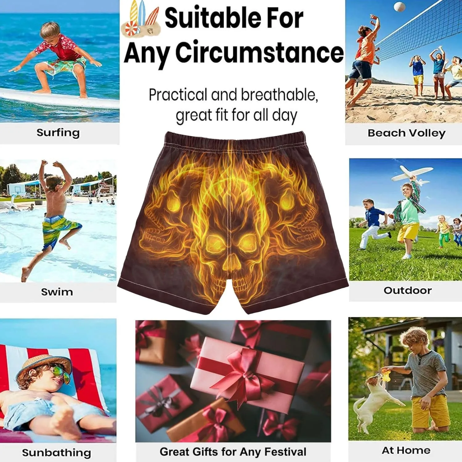 visesunny Cool Little Boys Quick Dry Beach Board Shorts Swim Trunk Swimsuit Beach Shorts Swim Trunk for Infant Baby Boy Teens