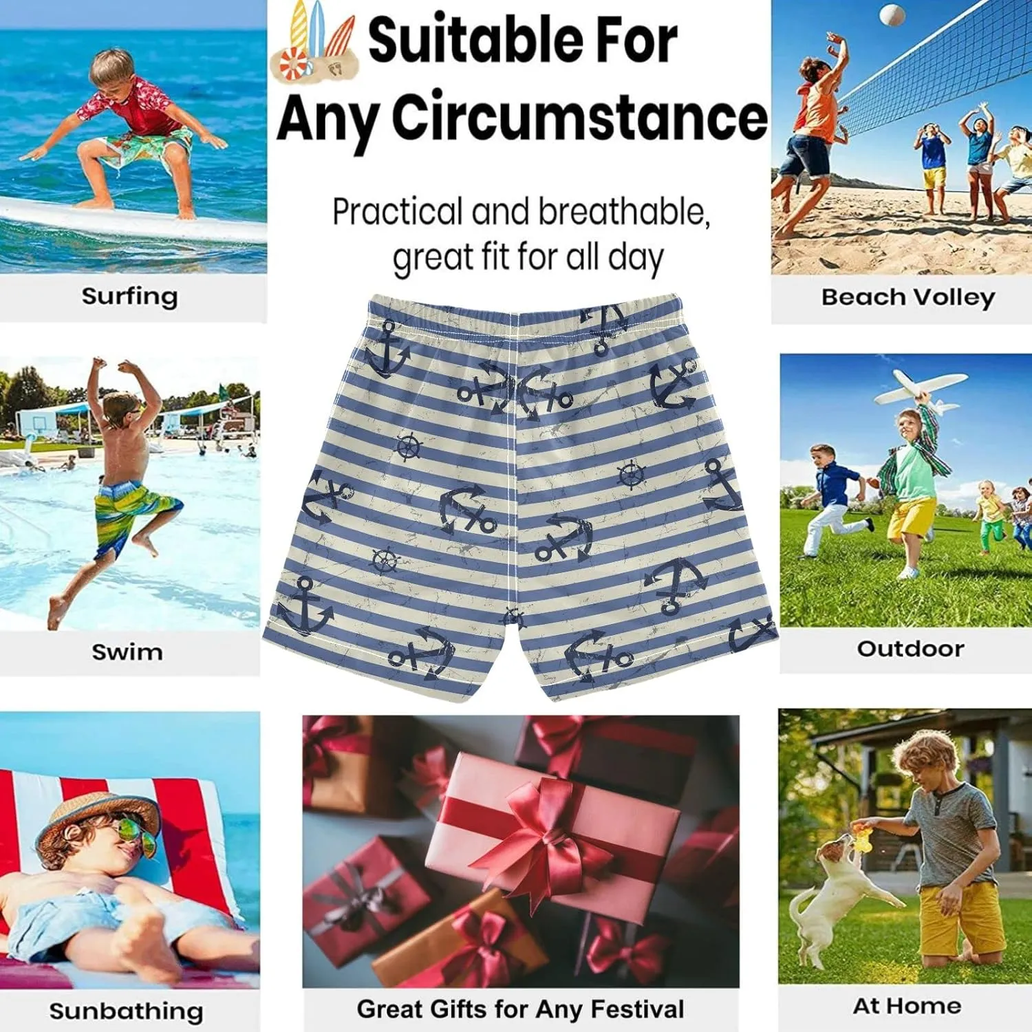 visesunny Cool Little Boys Quick Dry Beach Board Shorts Swim Trunk Swimsuit Beach Shorts Swim Trunk for Infant Baby Boy Teens