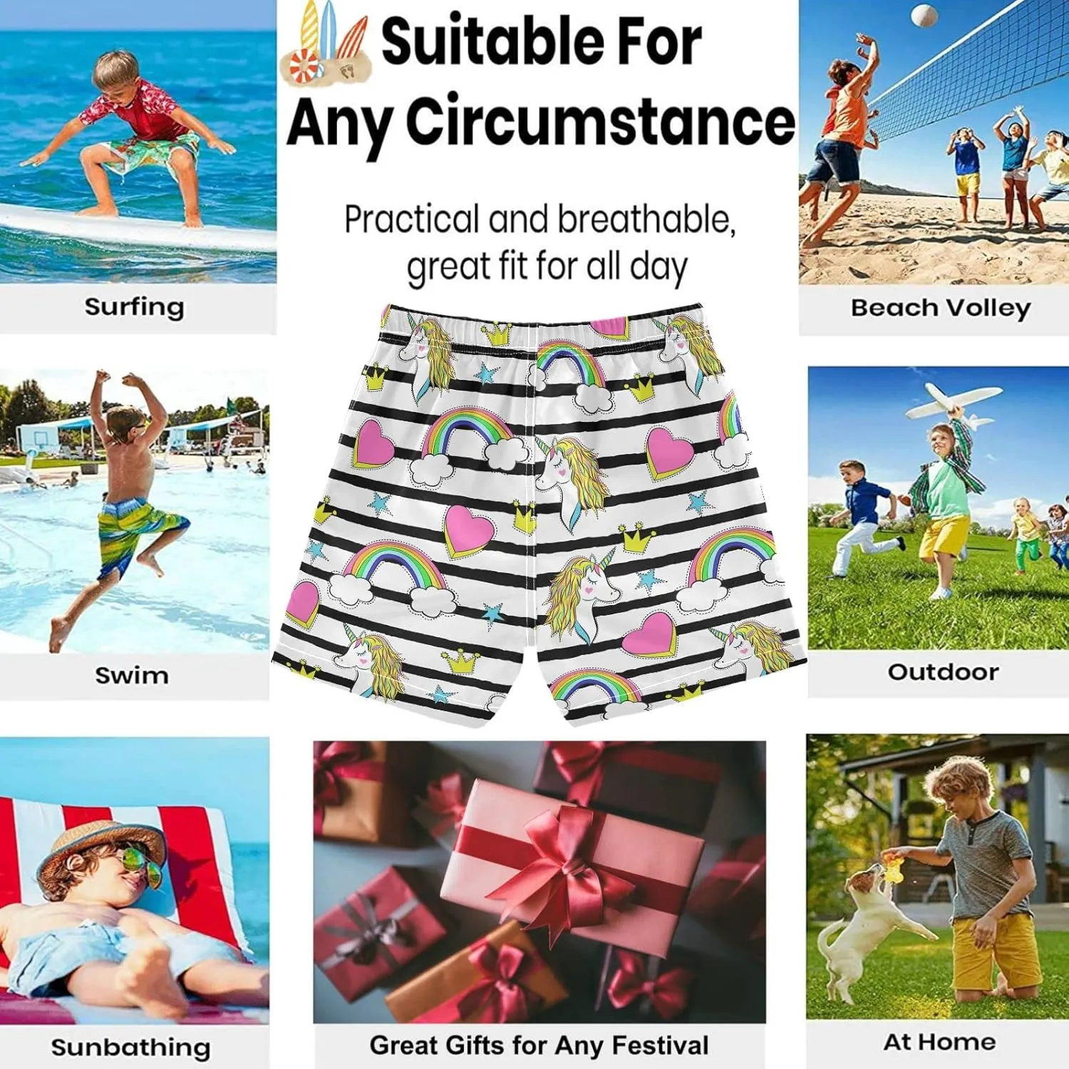 visesunny Cool Little Boys Quick Dry Beach Board Shorts Swim Trunk Swimsuit Beach Shorts Swim Trunk for Infant Baby Boy Teens