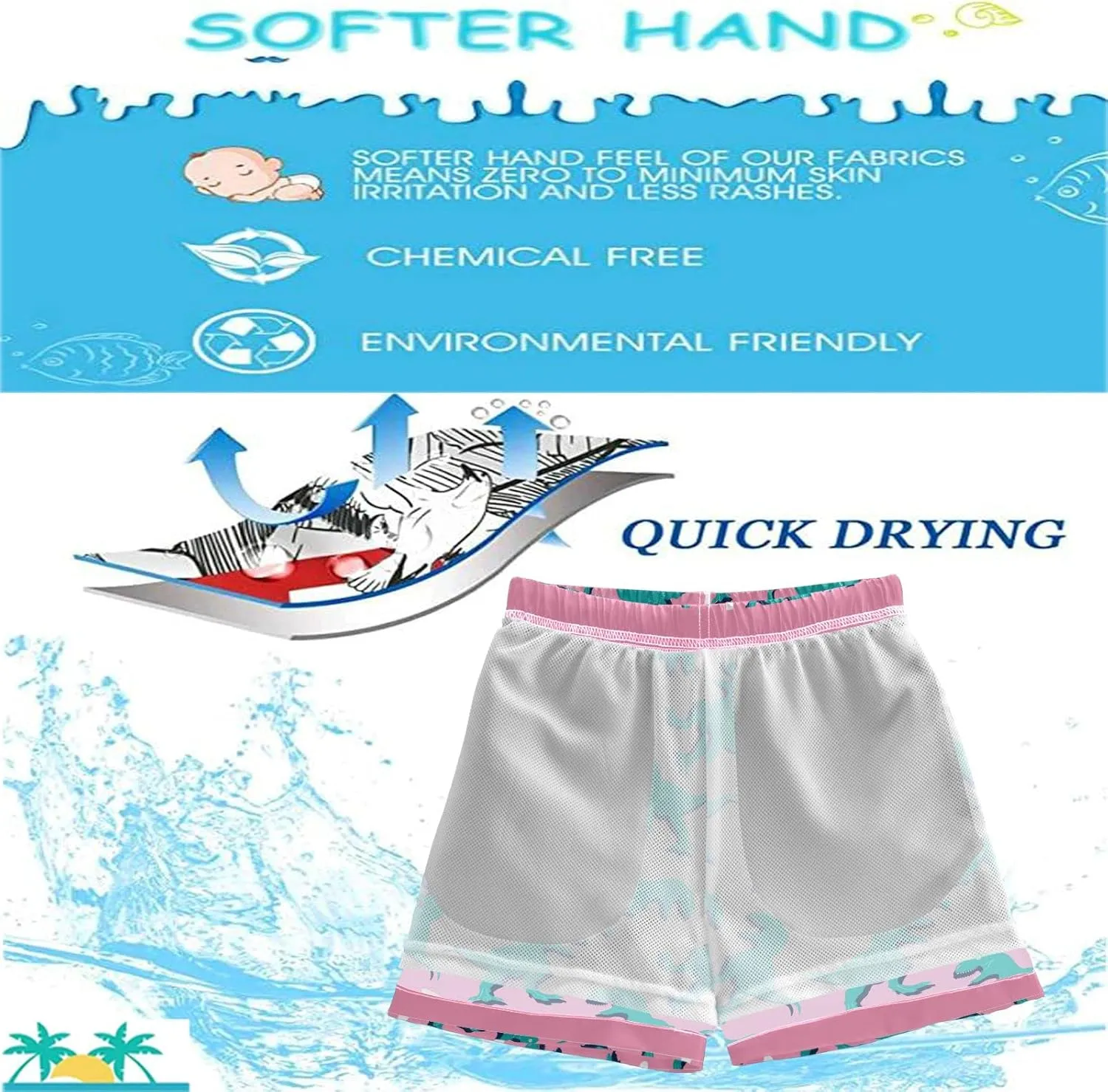 visesunny Cool Little Boys Quick Dry Beach Board Shorts Swim Trunk Swimsuit Beach Shorts Swim Trunk for Infant Baby Boy Teens